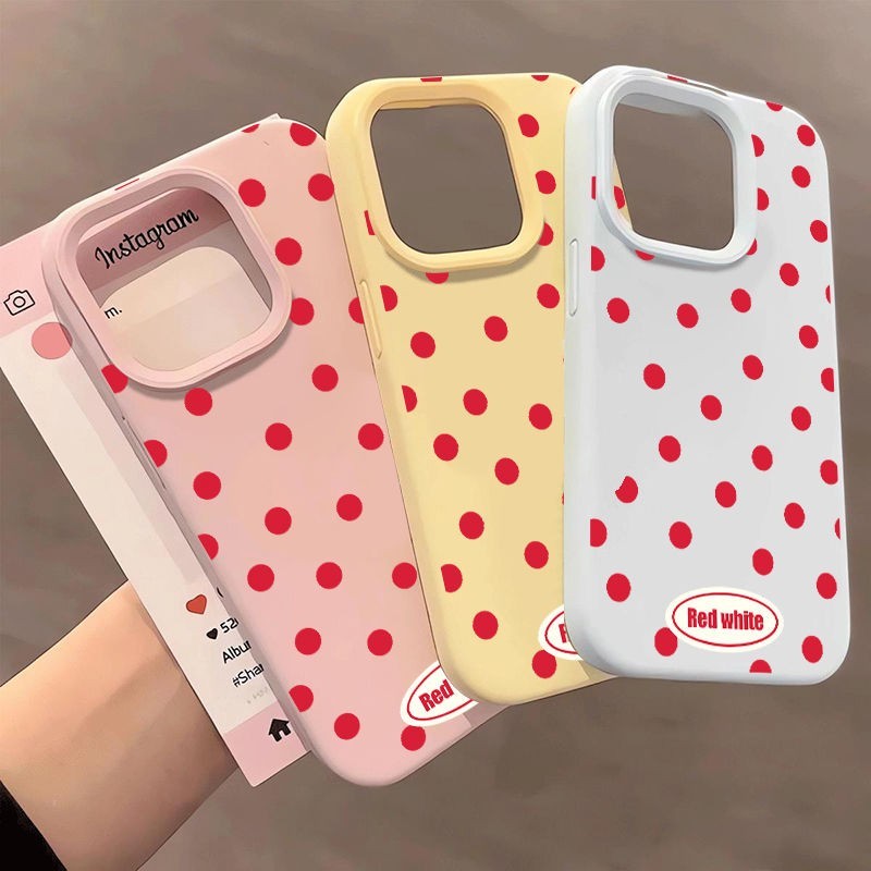 满屏红色波点适用于红米Redmi13c手机壳note12/11Tpro新款k80/k70pro防摔小米14/15硅胶civi4pro时尚女保护套
