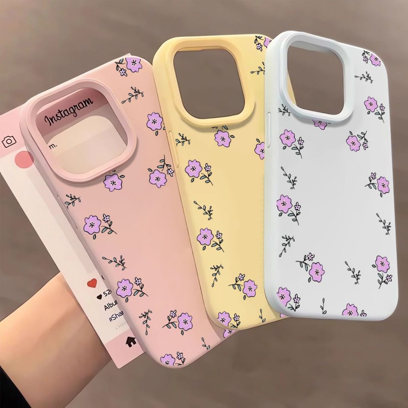 小清新紫碎花适用于红米Redmi13c手机壳note12/11Tpro新款k80/k70pro防摔小米14/15硅胶civi4pro时尚女保护套