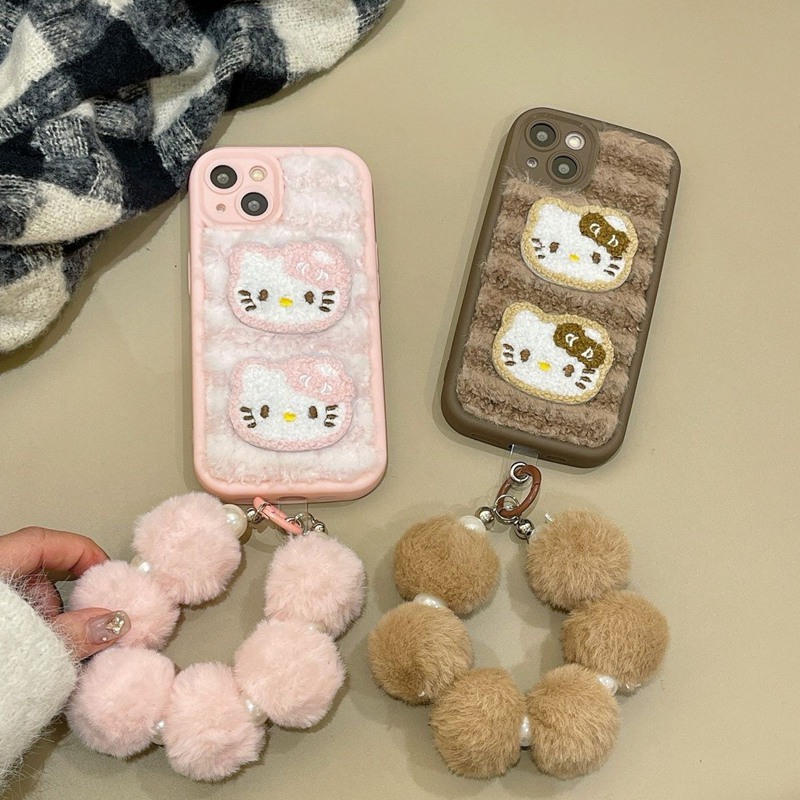 毛绒刺绣凯蒂适用于OPPOA6pro手机壳a93/a72/a58/a53新款reno14/13/12/11时尚k12s高级感Findx9x8软A5保护套