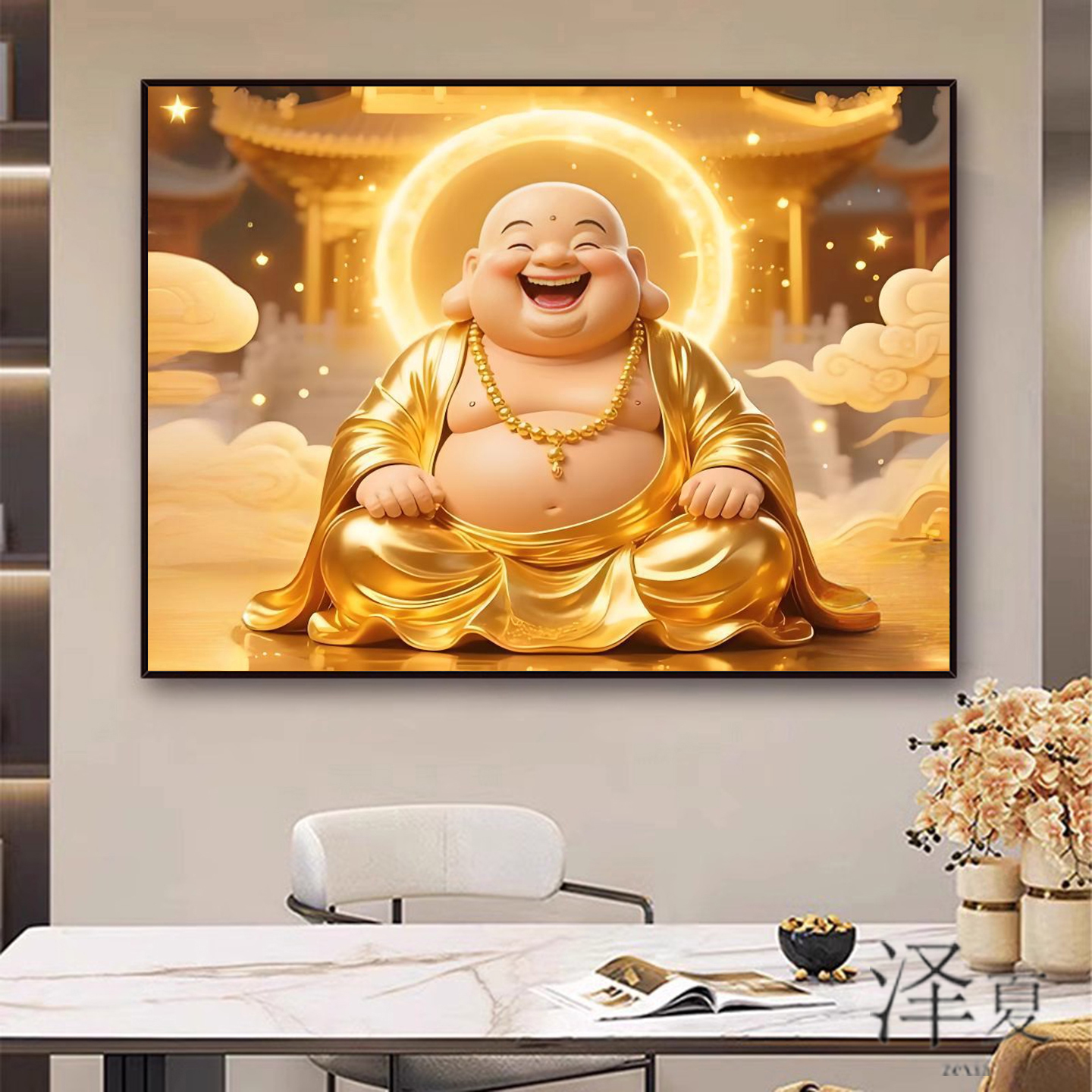 餐厅弥勒佛5d钻石画满钻新款