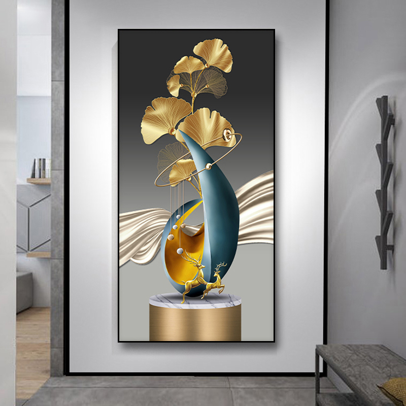 5d钻石画满钻新款招财麋鹿贴十字绣钻石绣2025客厅银杏叶玄关过道