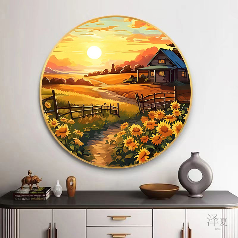 带框5d向日葵钻石画满钻新款客厅2026点钻十字绣钻石绣花卉风景