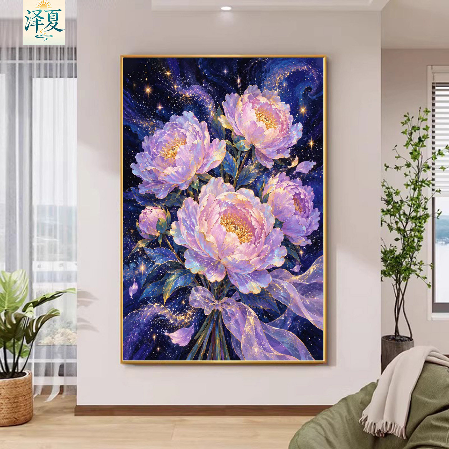 2026新款玄关牡丹花开富贵满钻钻石画梦幻星空花卉点钻十字绣卧室