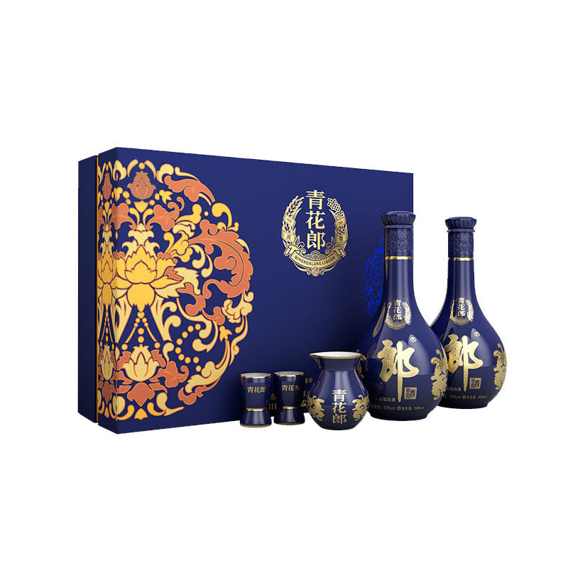 郎酒53度酱香型青花郎庄园酱酒500ml*2瓶礼盒装高度白酒过节送礼