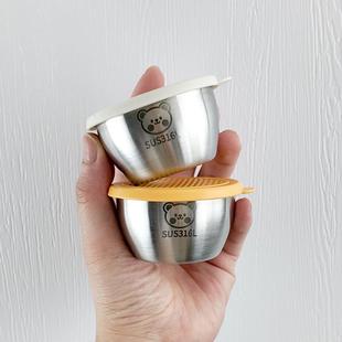 便携316不锈钢蘸料碟迷你调料盒小碗食品盒子带盖密封酱料分装杯