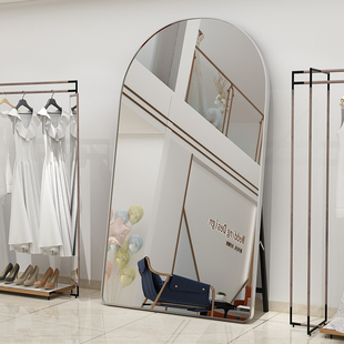 拱形全身镜子穿衣镜ins落地镜显瘦服装店试衣镜自拍照铝合金超白