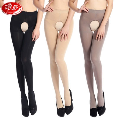 浪莎开档连裤袜春秋中厚款