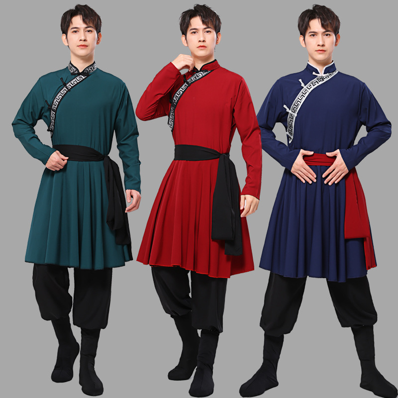 蒙古演出服装男练功服舞台表演服蒙古族舞蹈服艺考民族服饰蒙古