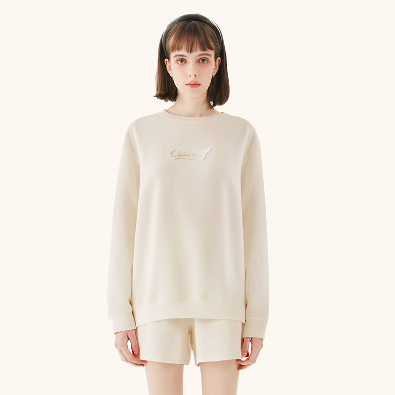 【七七酱专享】ozlana渐变色人鱼尾logo华夫格卫衣套装