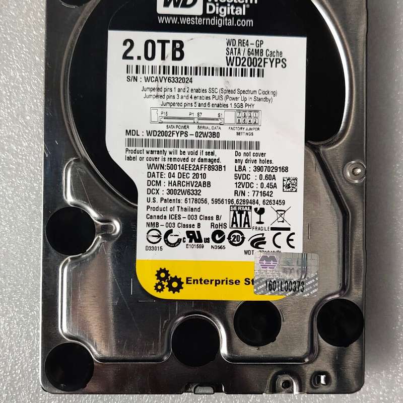 请议价-西数 2T SATA 黑盘，WD2002FYPS－02W3B