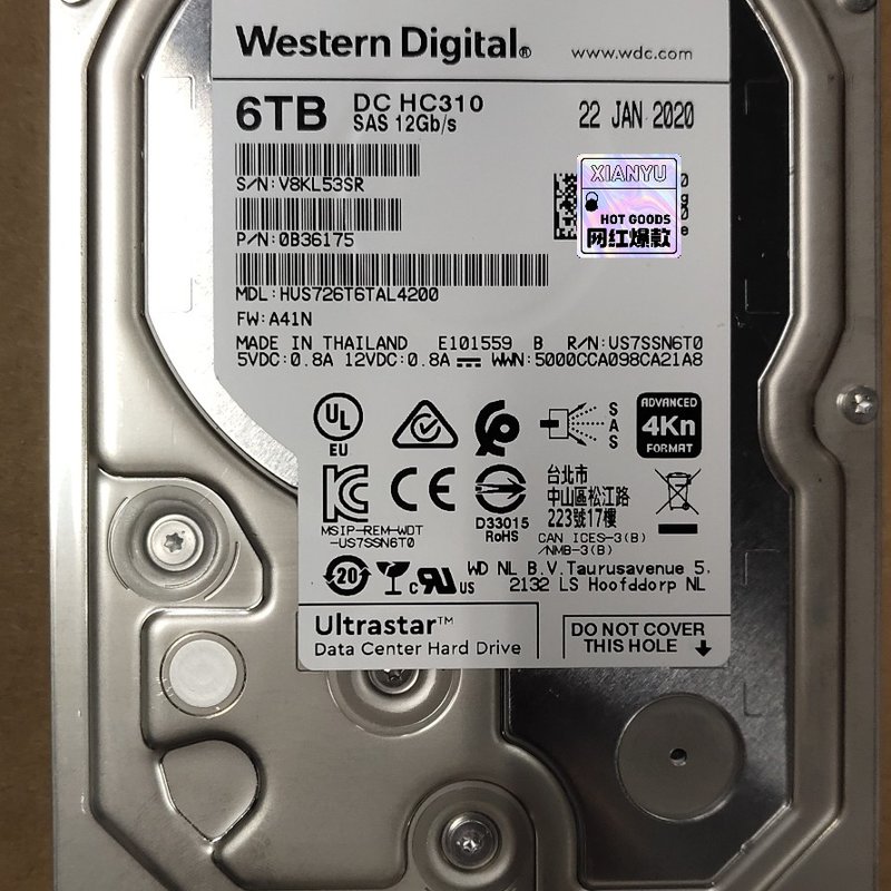 请议价-西数WD 6TB SAS 12GB 服务器硬盘,HC310