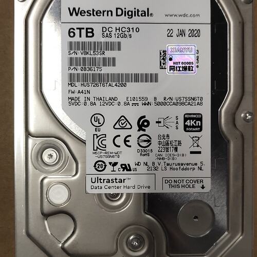 请议价-西数WD 6TB SAS 12GB 服务器硬盘，HC310