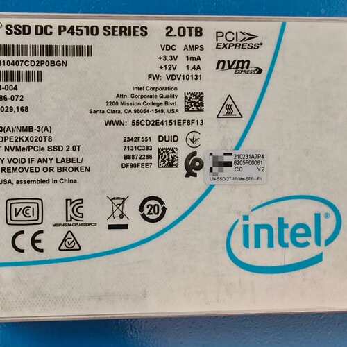 请议价-Intel P4510 2TB 2.5寸U.2 NVMe企业