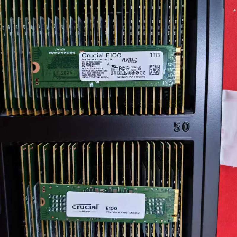 请议价-英睿达E100 1TB NVMe固态硬盘,M.2 2280规