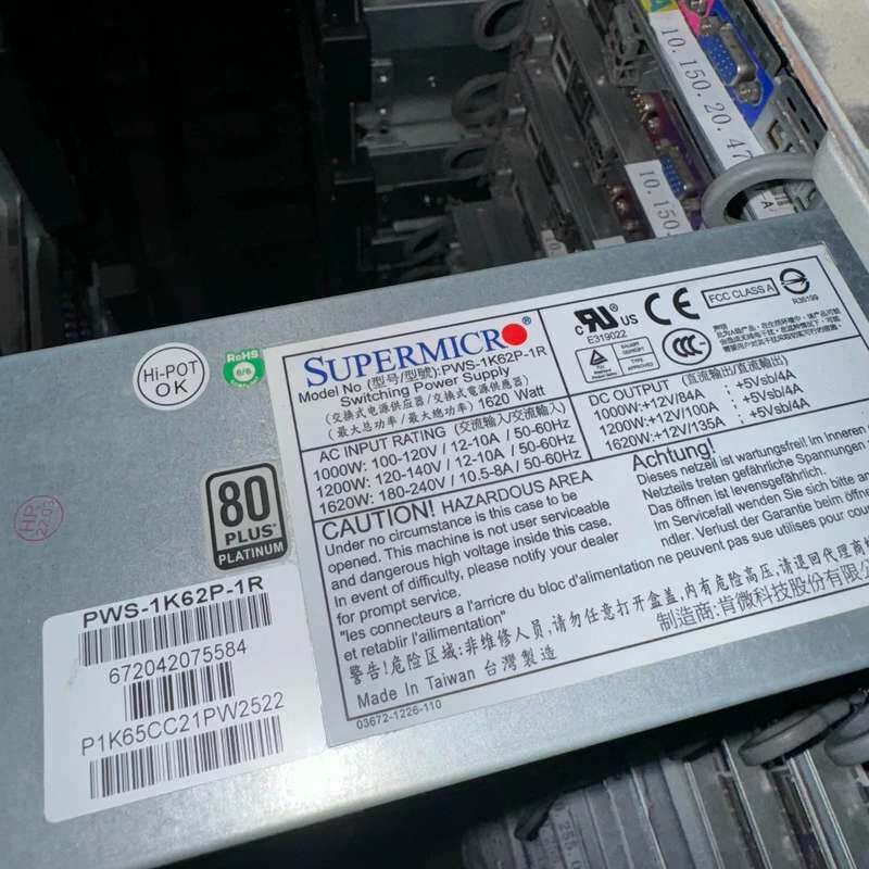 请议价-原装超PWS-1K62P-1R服务器冗余电源模块1620W