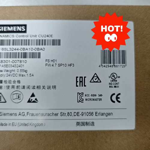 请议价-西门子SINAMICS控制单元CU240E，型号6SL324