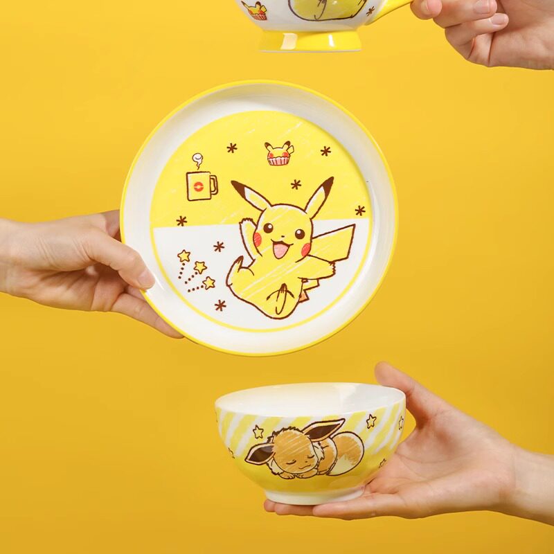 【宝可梦联名】卡通陶瓷餐具皮卡丘碗碟家用饭盘饭碗汤碗家用碗碟