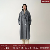 外搭AD8208001 气质双排扣苏力羊驼长款 西町村屋大衣女装 秋冬法式