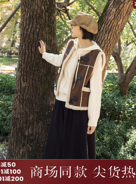 西町村屋休闲简约连帽毛衣女装秋冬新款文艺百搭针织衫XH9D10463