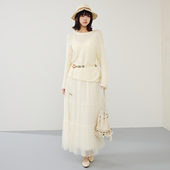 套装 西町村屋针织衫 加网纱半裙上下套2026春新款 含腰带XXBA10516