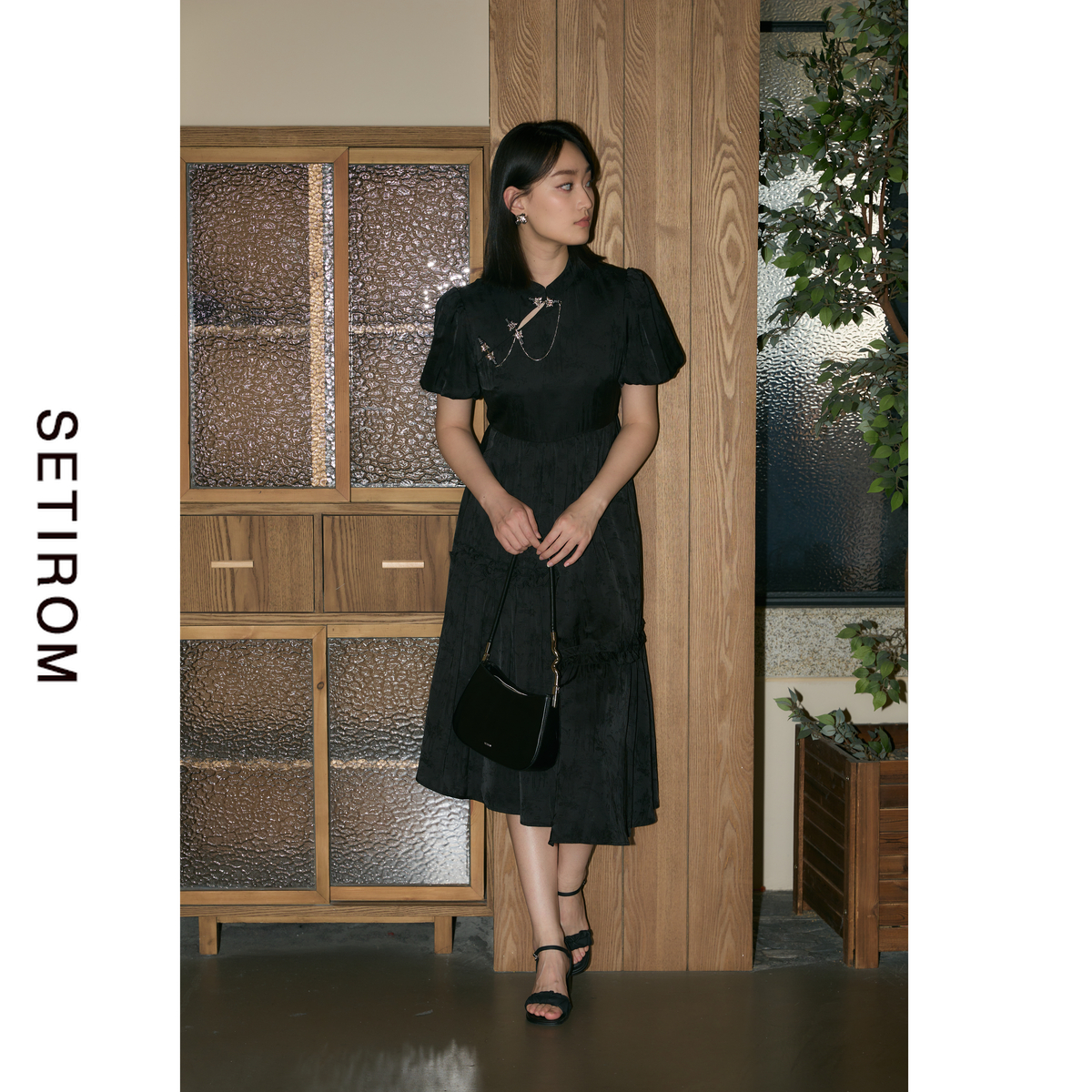 西町村屋新中式短袖连衣裙女夏季新款国风气质长款裙子EB9502004
