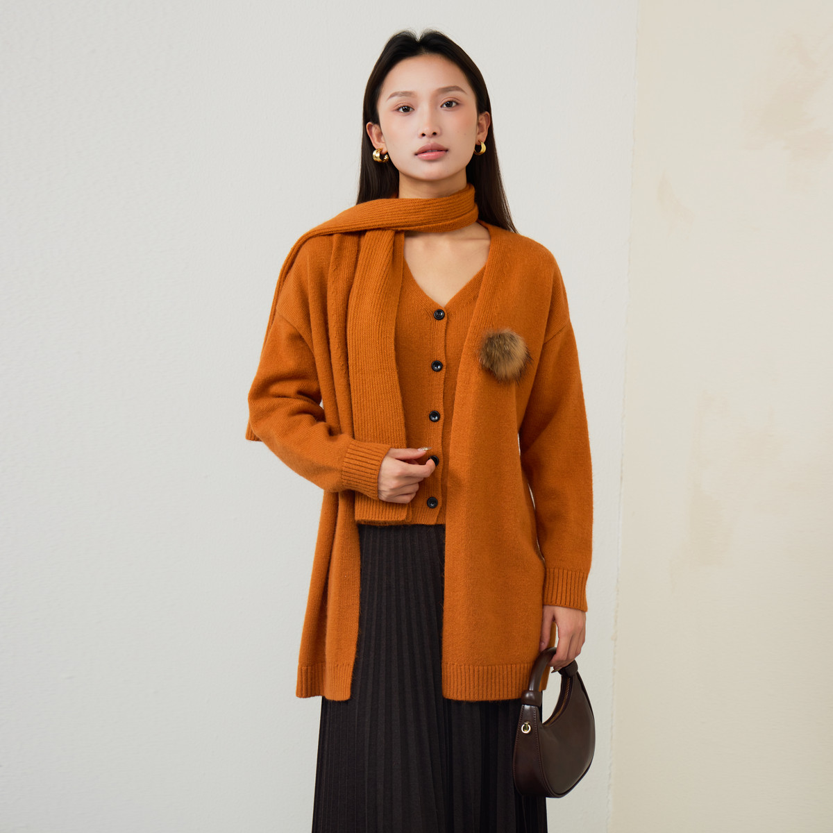 西町村屋复古感套装女装2025冬季新款慵懒感毛衣三件套XAAD10965,女装/女士精品,时尚套装,淘宝优惠券,粉丝福利购,淘宝优惠卷