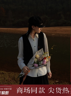 西町村屋休闲简约微绒衬衣女秋冬新款文艺百搭长袖衬衫XH9D10091