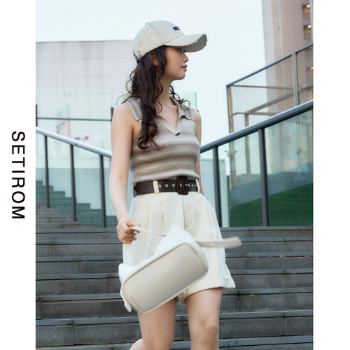 西町村屋POLO领渐变针织复古背心