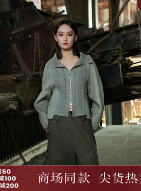 西町村屋羊毛拼接翻领双面呢秋冬新款气质百搭短款外套XX9D10034