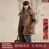西町村屋复古狼毛皮内胆鹅绒外套女2025新款 派克羽绒服XXAD10001