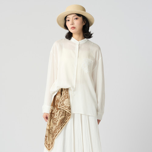 西町村屋花边蕾丝长袖衬衫女2025秋季新款休闲百搭衬衣XHAC10376