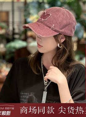 西町村屋休闲韩系帽子女2025秋季新款蝴蝶贴布绣棒球帽XHAC60048