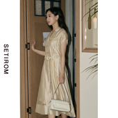 休闲复古长款 新款 裙子ZB9501001 夏季 西町村屋气质翻领连衣裙女装