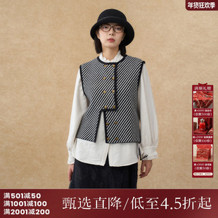 西町村屋复古感马夹女装秋冬季新款简约风撞色针织马甲AD8203003