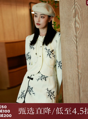 西町村屋外套女装秋季新款国风感文艺百搭绣花短款外搭EC8219006
