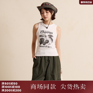 西町村屋美式复古感基础背心2026春新款潮流感无袖上衣XHBA10307