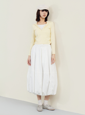 西町村屋长款花苞裙女2026春新款设计感肌理时尚半身裙XHAA10635