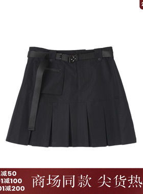 西町村屋休闲感工装百褶裙女装秋季新款气质百搭半身裙XH9C10110