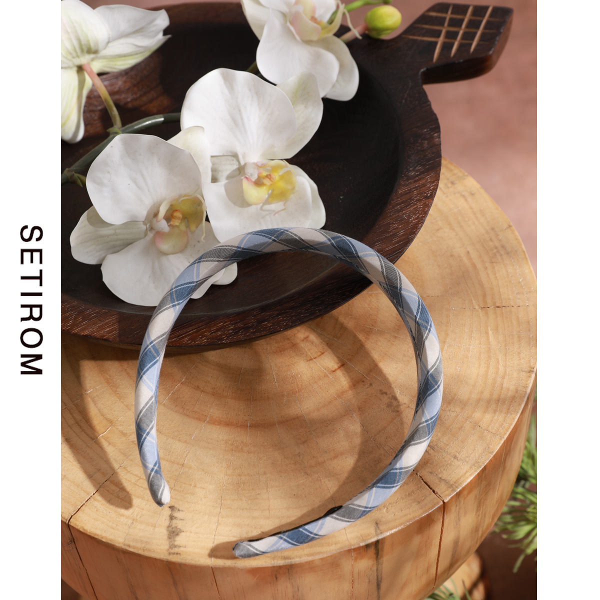 西町村屋法式格纹蝴蝶结发箍女