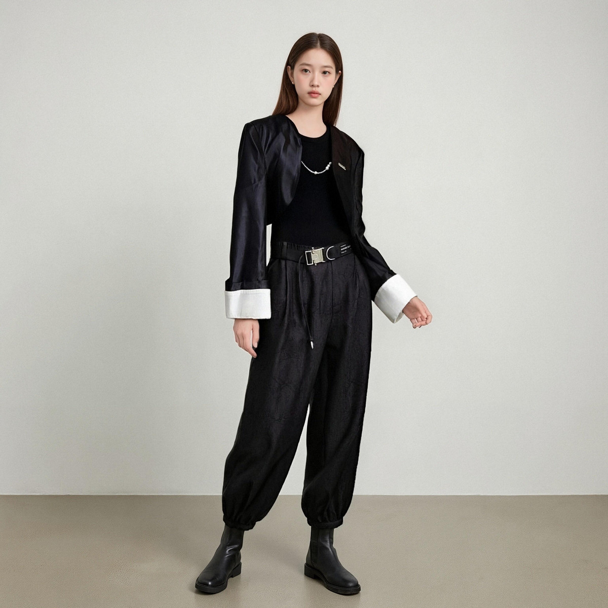 西町村屋休闲感灯笼裤女装春季新款提花暗纹裤子含腰带AA9312001,女装/女士精品,休闲裤,淘宝优惠券,粉丝福利购,淘宝优惠卷