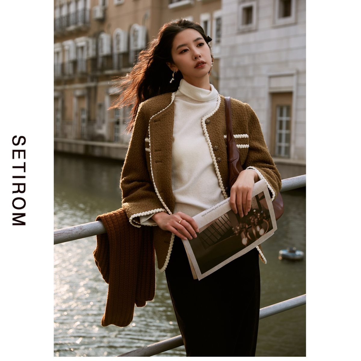 西町村屋小香风设计纽扣中长外搭