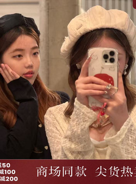 西町村屋日韩帽子女2025秋季新款肌理感毛边设计贝雷帽XHAC60023