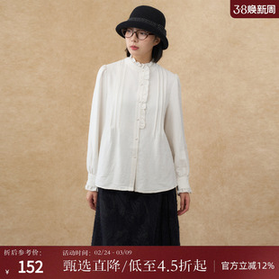 西町村屋复古风衬衫女装秋冬季新款设计感立领长袖衬衣AD8101001