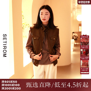 西町村屋马甲女装秋冬设计复古感工装口袋叠穿短款外搭AD8203393