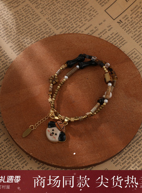 西町村屋可爱帽子小狗百搭项链
