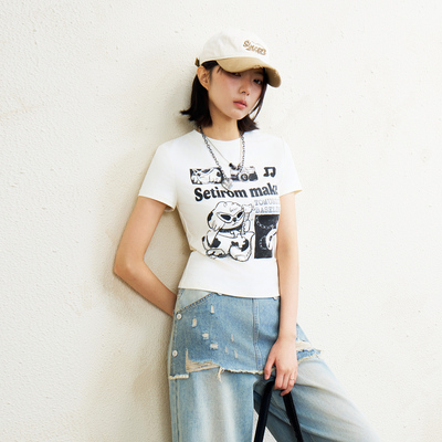 西町村屋趣味感T袖女装2026夏季新款韩系风小狗印花短袖CCBB11212