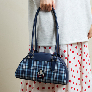西町村屋时尚 复古感百搭格纹两用包XABB60015 学院风单肩包女新款