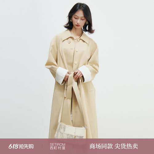 西町村屋蕾丝拼接风衣外套2026春新款休闲舒适时尚上衣XABA10053