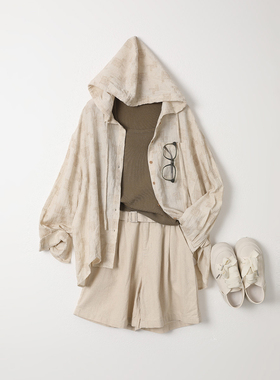 西町村屋休闲文艺连帽外套女装秋季新款宽松中长款上衣XH9C10001