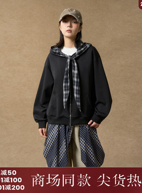 西町村屋韩系外套女2025秋季新款格纹蝴蝶结短款假两件XAAC10493